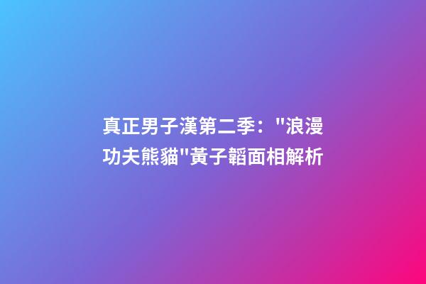 真正男子漢第二季："浪漫功夫熊貓"黃子韜面相解析